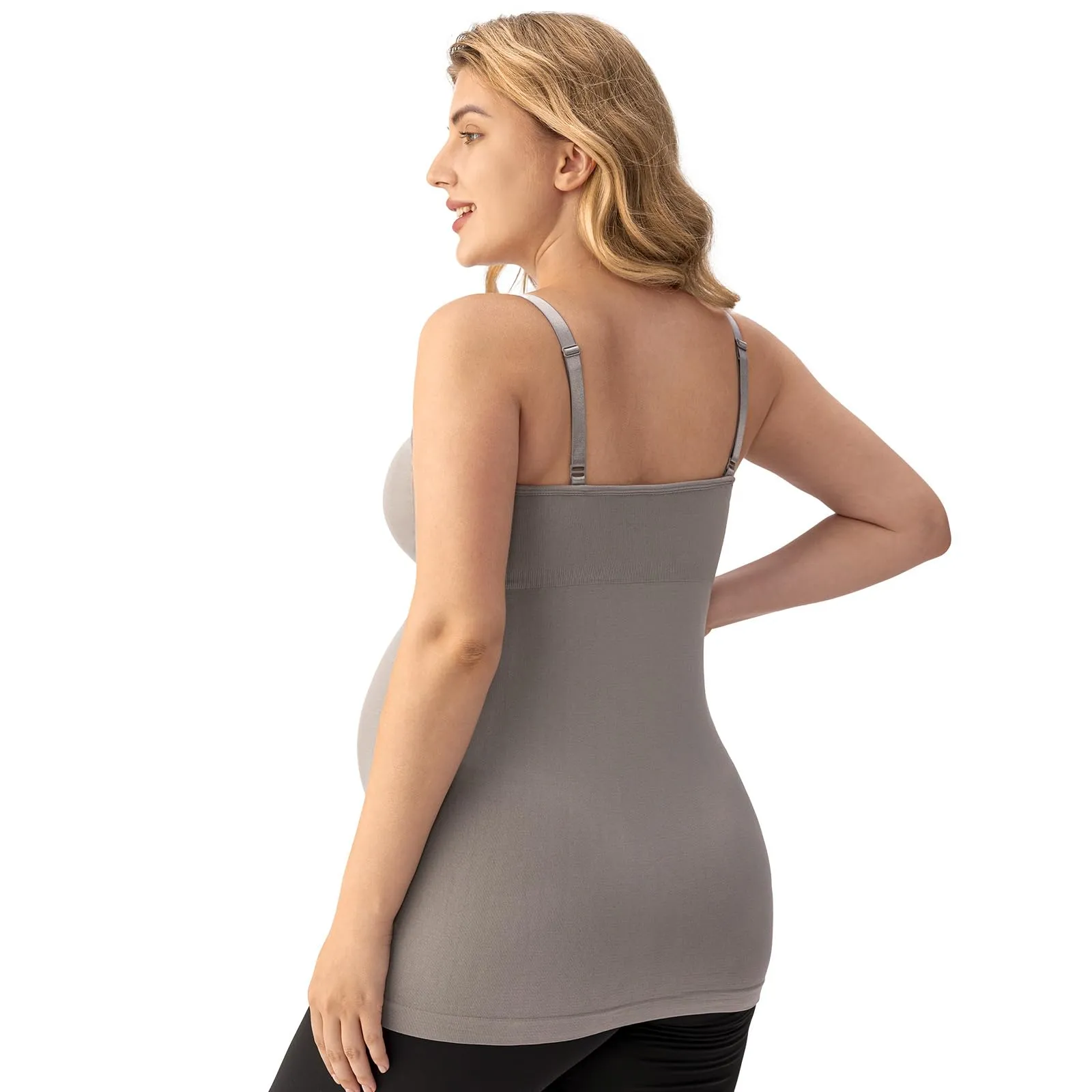 Angelhood Maternity Nursing Tank Tops for Breastfeeding,Womens Nursing Maternity Cami Built in Bra Sleep Bra Pack of 3