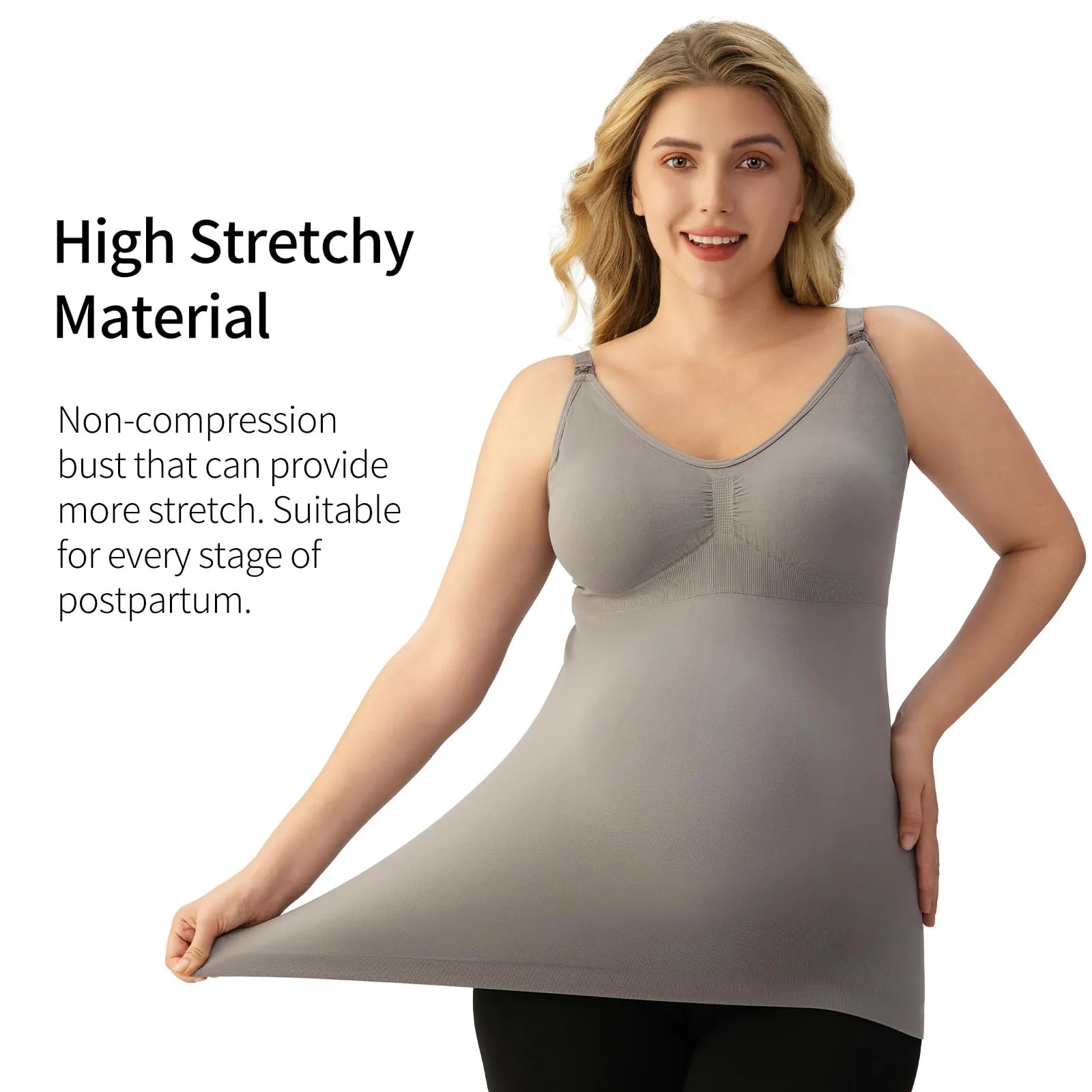 Angelhood Maternity Nursing Tank Tops for Breastfeeding,Womens Nursing Maternity Cami Built in Bra Sleep Bra Pack of 3