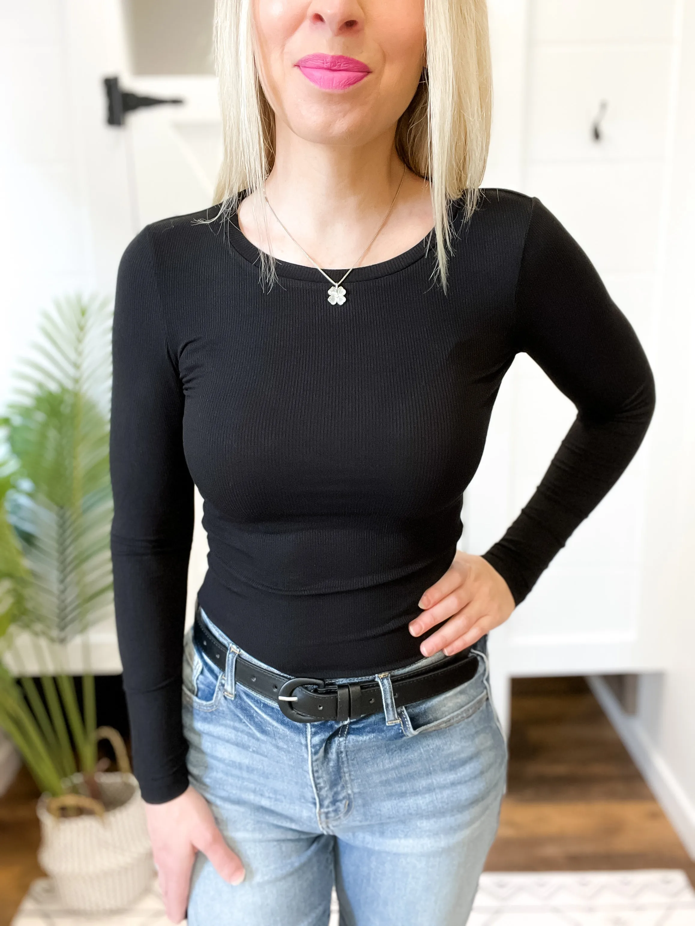 Bella Basic Ribbed Top - Black