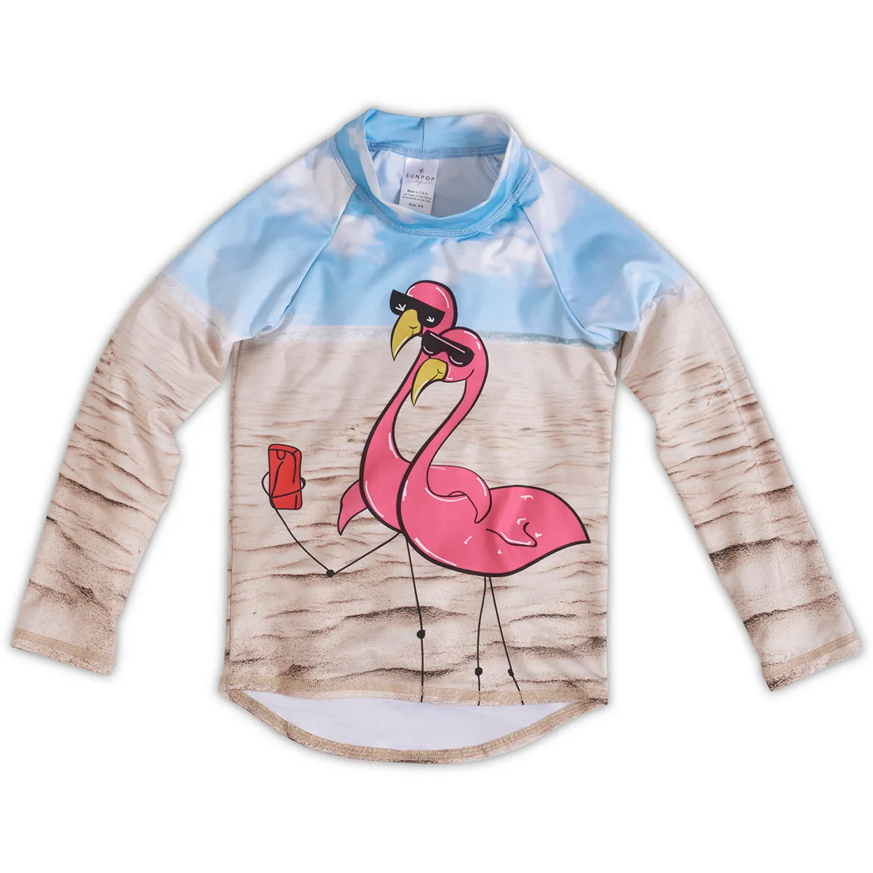 Flamingos 2pc Rash Guard Set UPF 50  for Girls