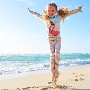 Flamingos 2pc Rash Guard Set UPF 50  for Girls