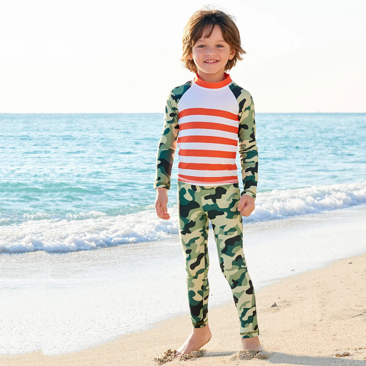 Green Camo Rash Guard Top UPF 50 