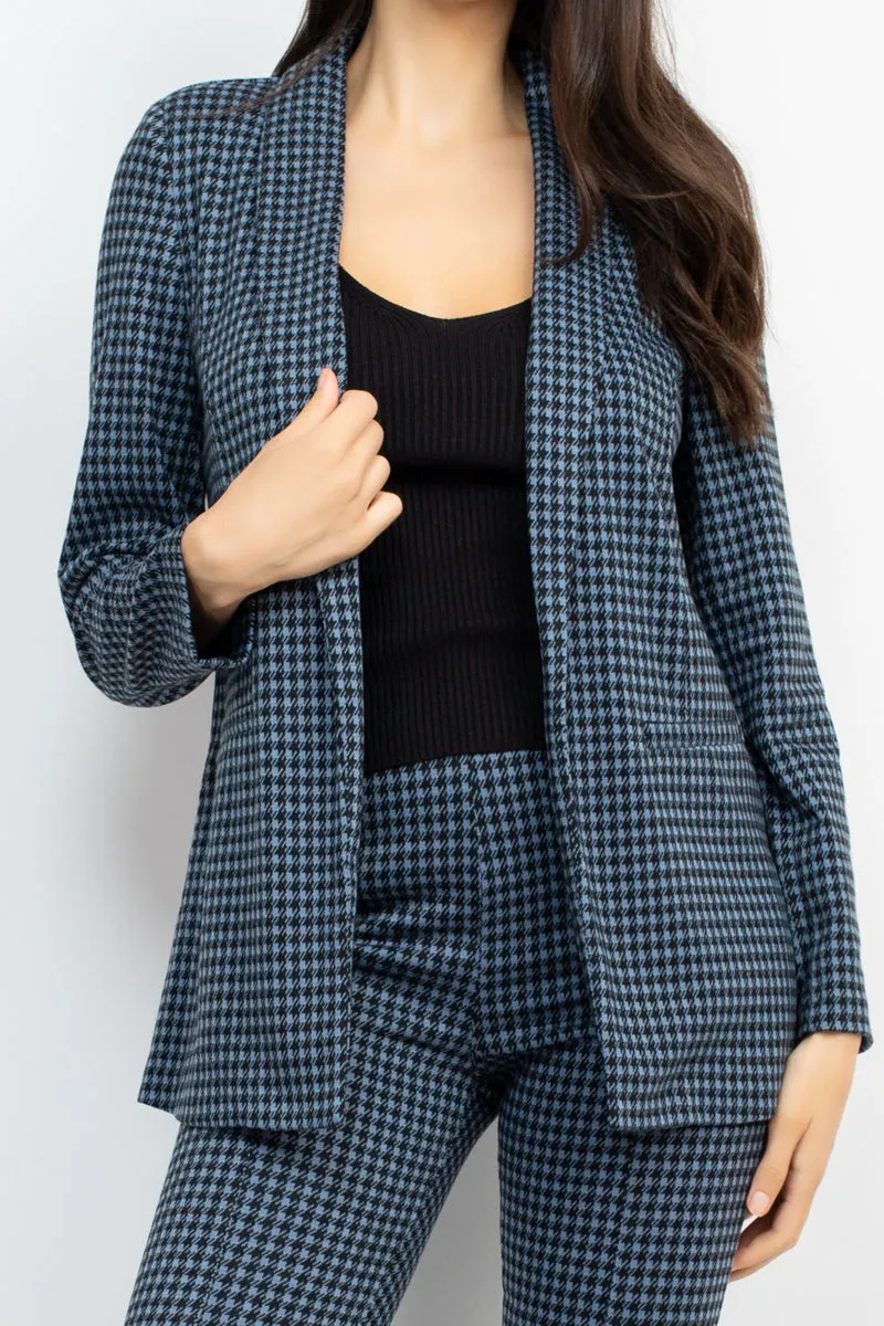 HOUNDSTOOTH NOTCH SEAMED BLAZER