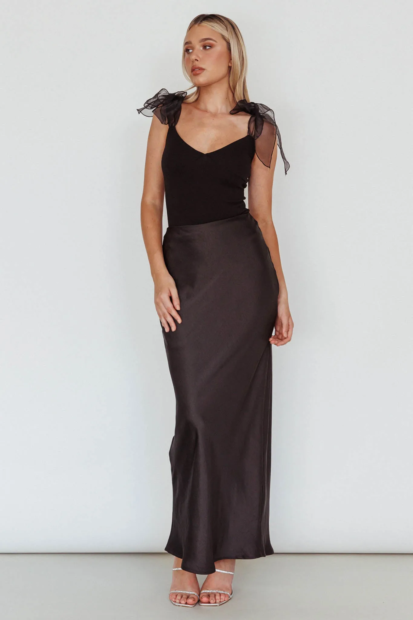 Midsomer Tied Shoulder Bodysuit Black