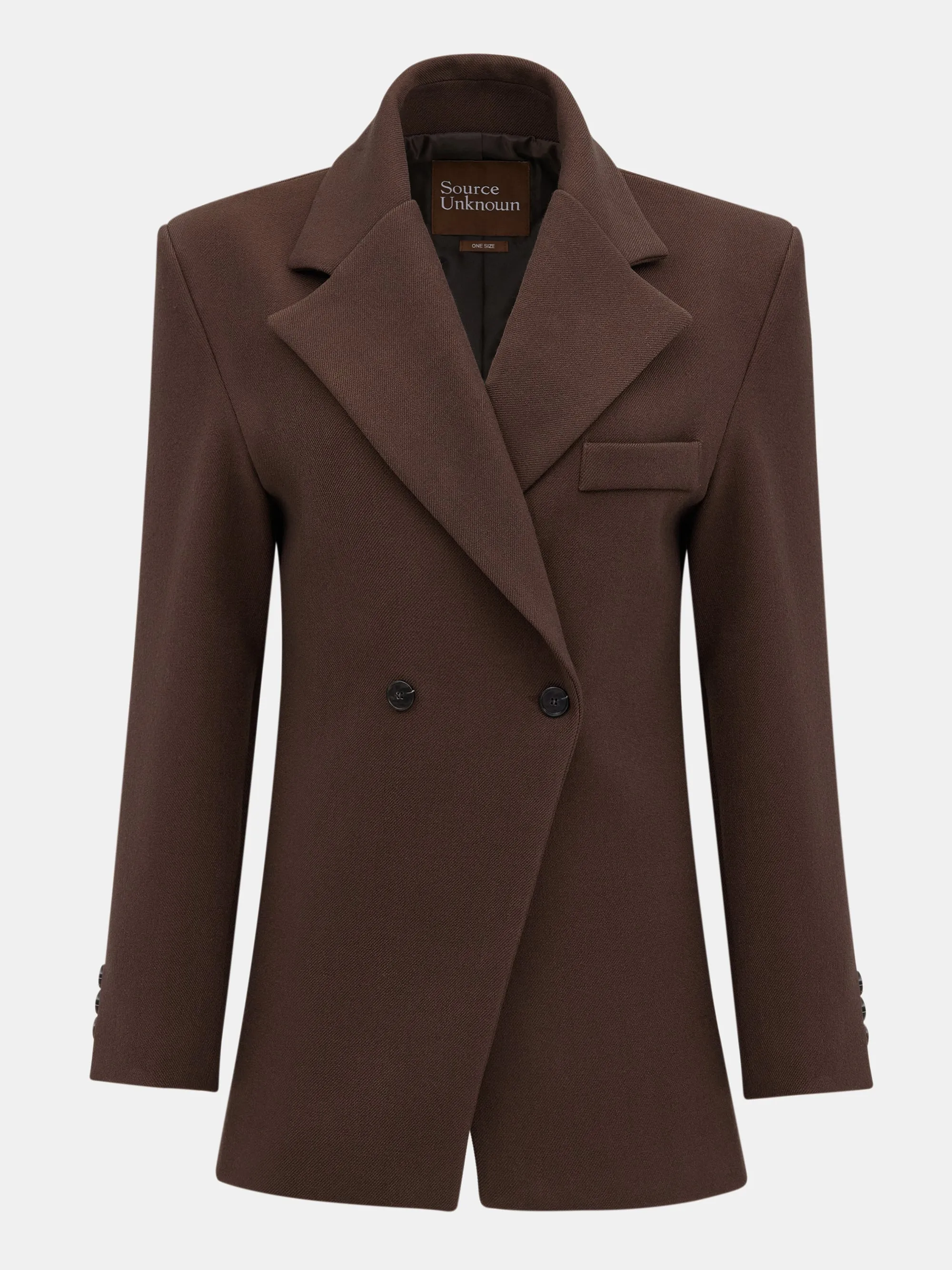Nangy Double Breasted Cinched Blazer, Pecan