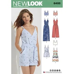 New Look Pattern 6493 Misses' Jumpsuit and Dress in Two Lengths with Bralette
