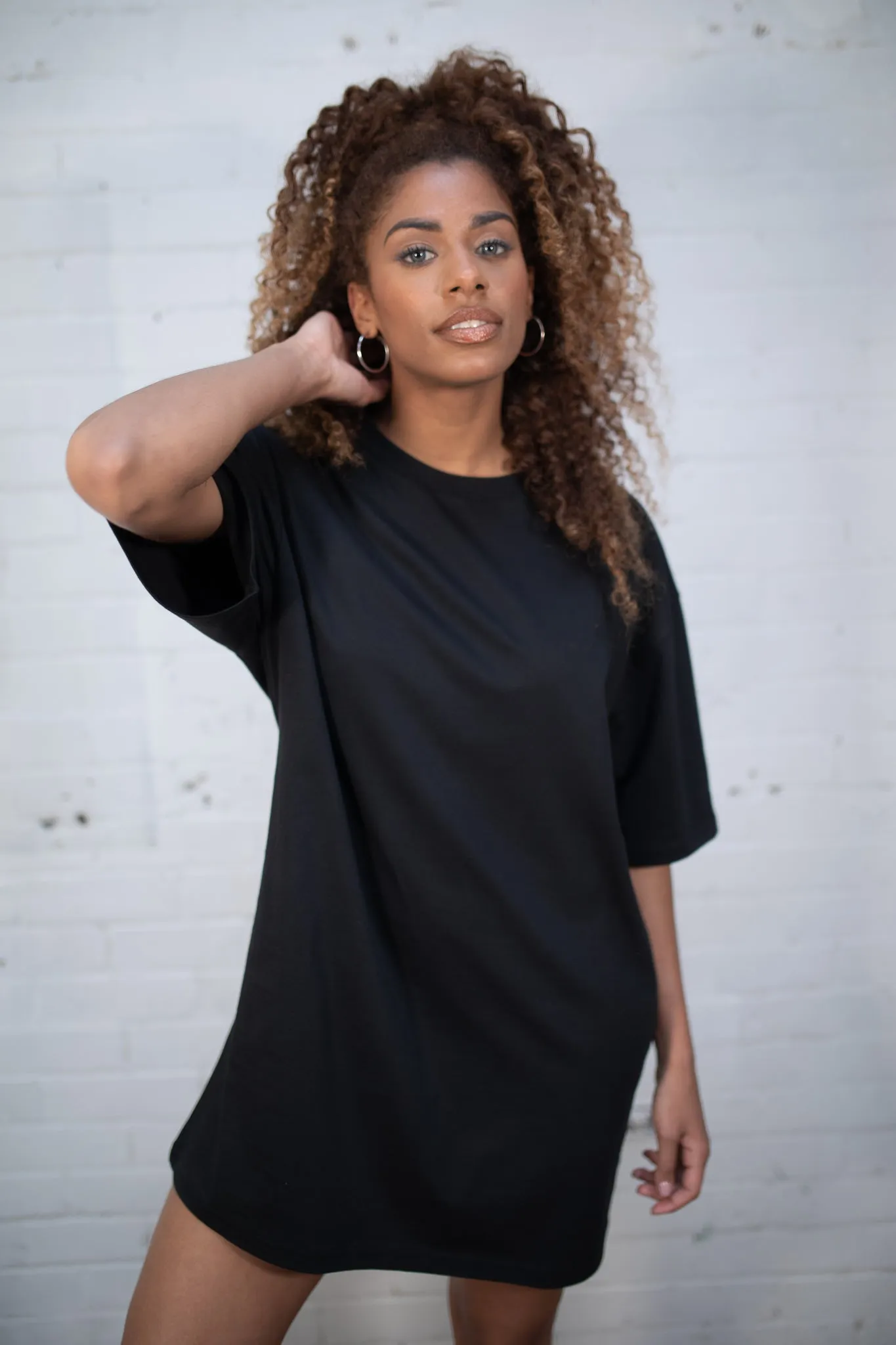 Organic Oversized T-Shirt Dress in Black