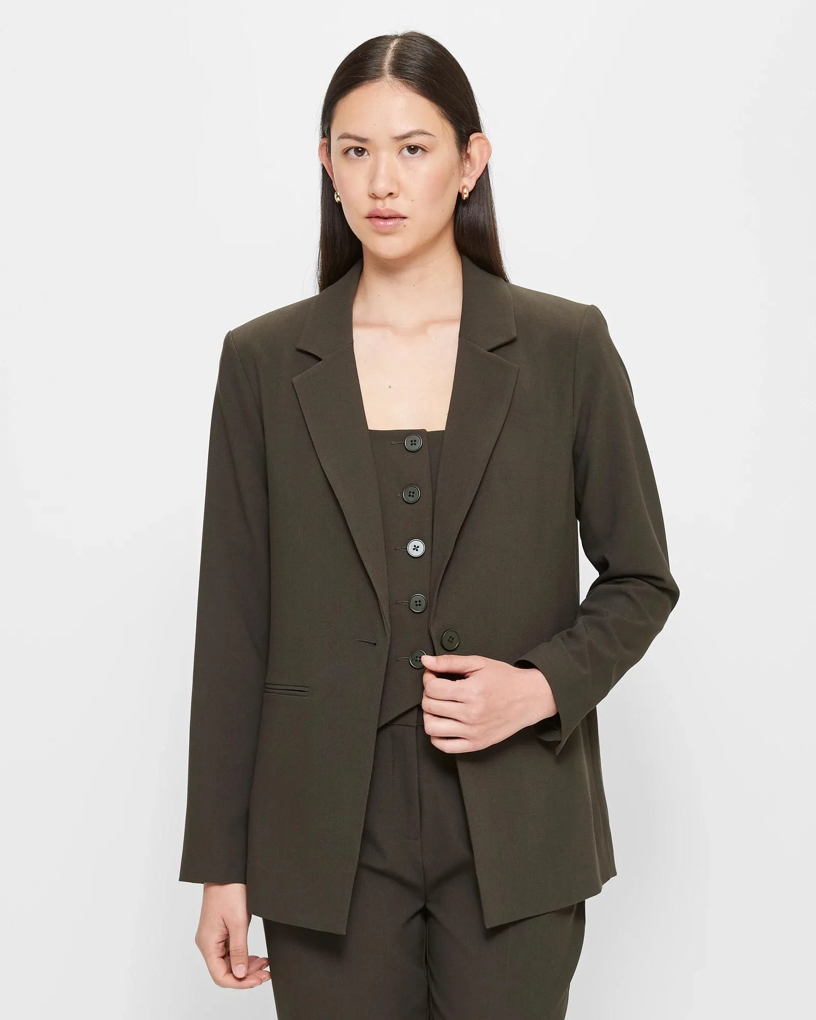 popular  Single Breasted Tailored Blazer - Preview - Dark Khaki