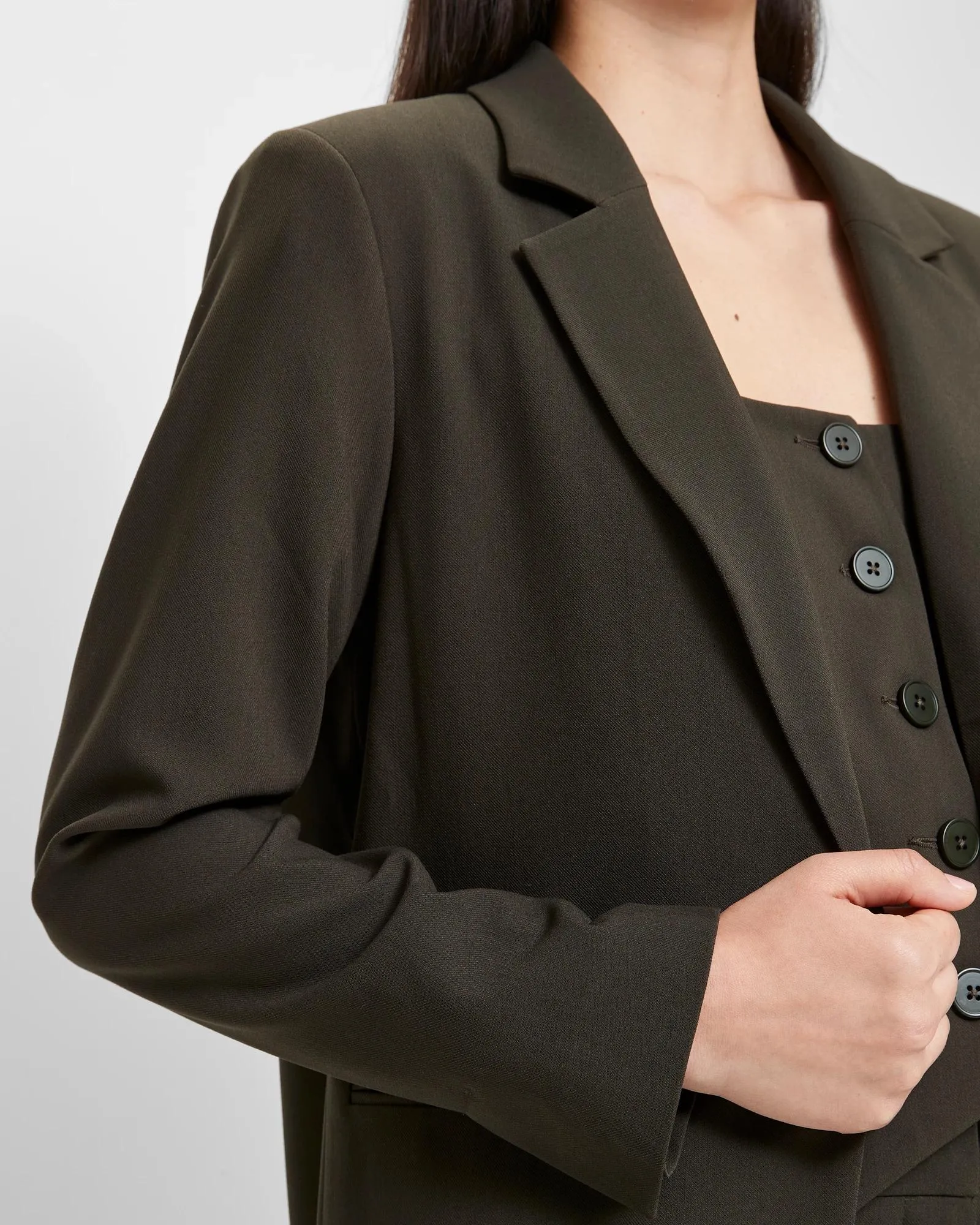popular  Single Breasted Tailored Blazer - Preview - Dark Khaki
