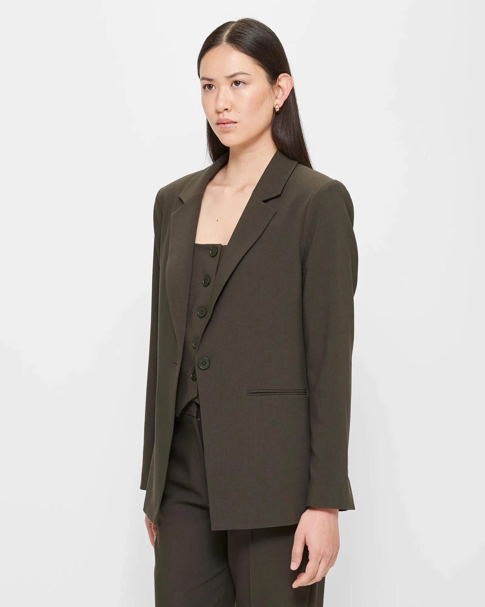 popular  Single Breasted Tailored Blazer - Preview - Dark Khaki
